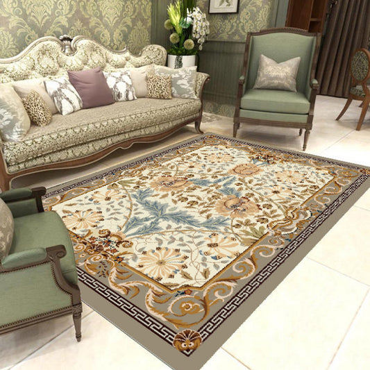 Fancy Chinoiserie Rug Multi Color Floral Area Carpet Non-Slip Backing Stain Resistant Pet Friendly Rug for Living Room Dark Beige Clearhalo 'Area Rug' 'Moroccan' 'Rugs' Rug' 2059270