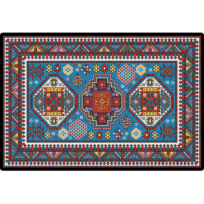 Turkish Meeting Room Area Rug Multicolor Symmetrical Tribal Pattern Rug Polypropylene Anti-Slip Stain Resistant Washable Carpet Clearhalo 'Area Rug' 'Moroccan' 'Rugs' Rug' 2059294