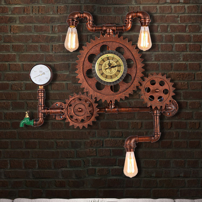 Metal Water Pipe Sconce Lighting Industrial 1 Light Indoor Wall Mounted Lamp in Weathered Copper Clearhalo 'Industrial wall lights' 'Industrial' 'Middle century wall lights' 'Tiffany' 'Wall Lamps & Sconces' 'Wall Lights' Lighting' 205932