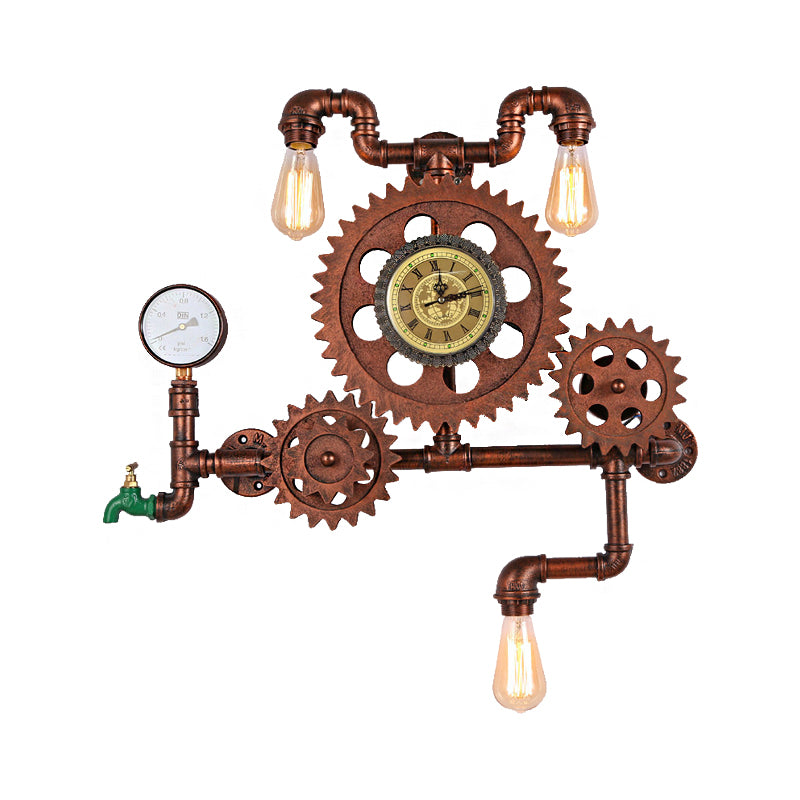 Metal Water Pipe Sconce Lighting Industrial 1 Light Indoor Wall Mounted Lamp in Weathered Copper Clearhalo 'Industrial wall lights' 'Industrial' 'Middle century wall lights' 'Tiffany' 'Wall Lamps & Sconces' 'Wall Lights' Lighting' 205934