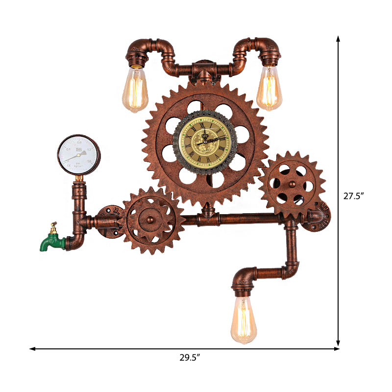 Metal Water Pipe Sconce Lighting Industrial 1 Light Indoor Wall Mounted Lamp in Weathered Copper Clearhalo 'Industrial wall lights' 'Industrial' 'Middle century wall lights' 'Tiffany' 'Wall Lamps & Sconces' 'Wall Lights' Lighting' 205935