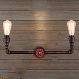 2-Light Pressure Gauge Wall Mounted Pipe Light Industrial Weathered Copper Metal Sconce for Indoor, 20.5"/21.5" Wide Clearhalo 'Art deco wall lights' 'Cast Iron' 'Glass' 'Industrial wall lights' 'Industrial' 'Middle century wall lights' 'Modern' 'Rustic wall lights' 'Tiffany' 'Traditional wall lights' 'Wall Lamps & Sconces' 'Wall Lights' Lighting' 205945