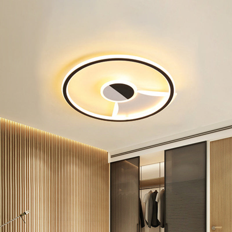 Acrylic Circular Flush Ceiling Light Simple Style LED Black and White 16"/19.5"/23.5" Dia LED Ceiling Lamp for Bedroom in Warm/White Clearhalo 'Ceiling Lights' 'Close To Ceiling Lights' 'Close to ceiling' 'Flush mount' Lighting' 205977