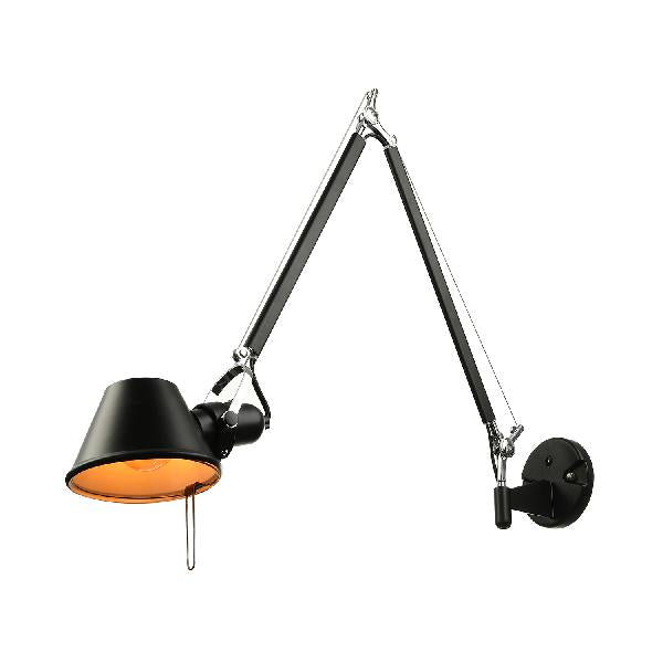 Retro Tapered Wall Lighting 1 Bulb Metallic Wall Mount Lamp with Swing Arm in Black/Chrome for Study Room Clearhalo 'Art deco wall lights' 'Cast Iron' 'Glass' 'Industrial wall lights' 'Industrial' 'Middle century wall lights' 'Modern' 'Rustic wall lights' 'Tiffany' 'Traditional wall lights' 'Wall Lamps & Sconces' 'Wall Lights' Lighting' 20603