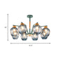 Modernism Starburst Chandelier Pendant Light Dimpled Blown Glass 6/8/10 Lights Hanging Ceiling Light in Grey/Green Clearhalo 'Ceiling Lights' 'Chandeliers' 'Glass shade' 'Glass' 'Modern Chandeliers' 'Modern' Lighting' 206140