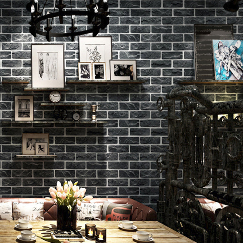 Faux Brick Wallpaper Roll for Bar Decoration 3D Effect Wall Art in Dark Color, Stain-Resistant Clearhalo 'Industrial wall decor' 'Industrial' 'Wallpaper' Wall Decor' 2062070