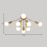 Metal Sputnik Semi Flush Mount Modern 8/12 Lights White/Black/Gold Semi Flush Ceiling Light for Living Room Clearhalo 'Ceiling Lights' 'Close To Ceiling Lights' 'Close to ceiling' 'Semi-flushmount' Lighting' 206214