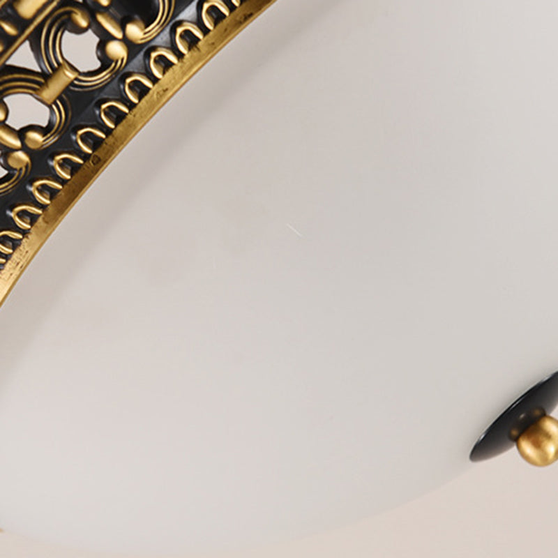 Metal Gray and Black Pendant Lamp Bowl 3 Light Traditional Chandelier Light Fixture with Frosted Glass Shade Clearhalo 'Ceiling Lights' 'Chandeliers' Lighting' options 206273