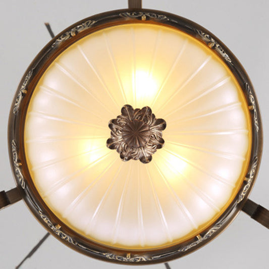 Rust Bowl Pendant Lighting Traditional Frosted Textured Glass 3 Light Bedroom Chandelier Clearhalo 'Ceiling Lights' 'Chandeliers' Lighting' options 206285