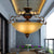 Yellow/White Glass Bowl Hanging Chandelier Traditional LED Living Room Pendant Light Yellow Clearhalo 'Ceiling Lights' 'Chandeliers' 'Glass shade' 'Glass' Lighting' 206290