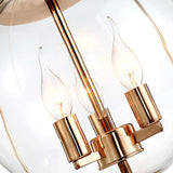 Globe Clear Glass Chandelier Lighting Traditional 3 Light Dining Room Pendant Lighting in White with Ring Design Clearhalo 'Ceiling Lights' 'Chandeliers' 'Glass shade' 'Glass' Lighting' 206338