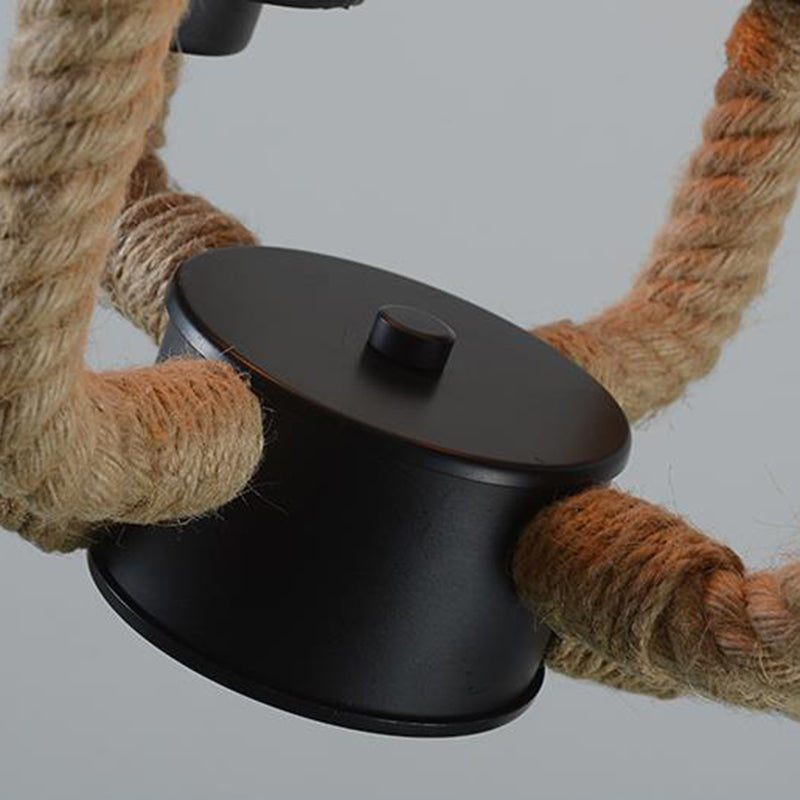 Beige 4 Lights Pendant Chandelier Traditional Rope and Glass Cylinder Hanging Light Clearhalo 'Ceiling Lights' 'Chandeliers' 'Glass shade' 'Glass' Lighting' 206353