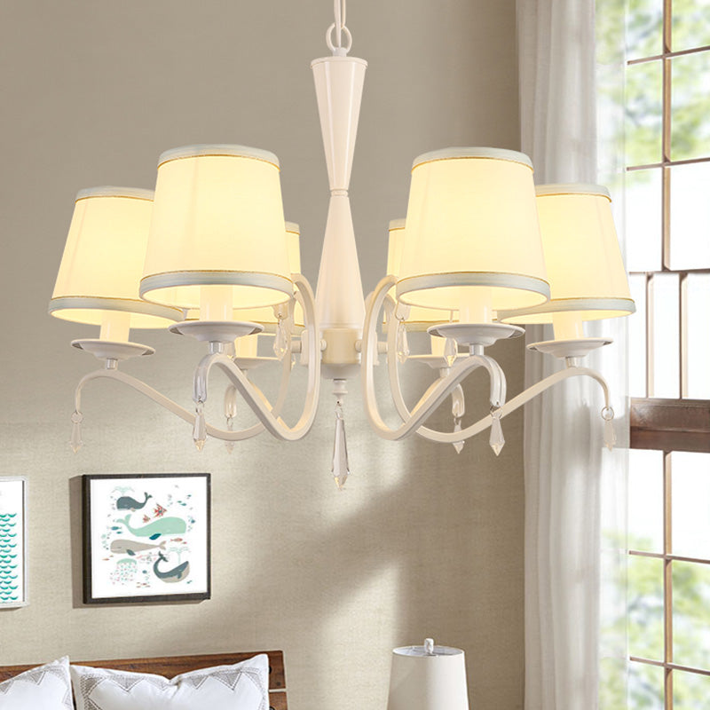 Tapered Shape Suspension Light Artistic Fabric 6 Heads Living Room Chandelier Light Clearhalo 'Ceiling Lights' 'Chandeliers' 'Modern Chandeliers' 'Modern' Lighting' 2063623