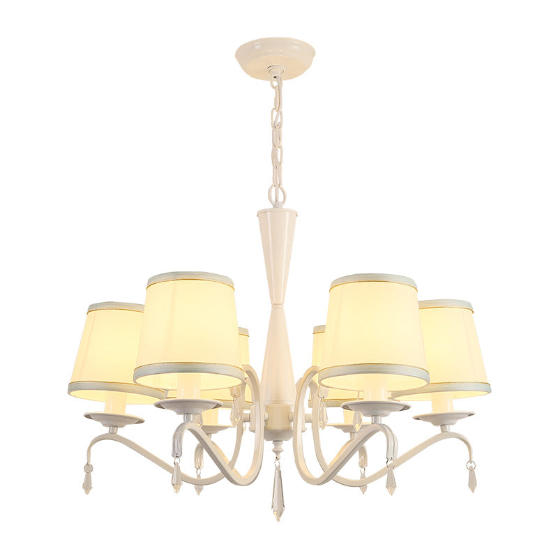 Tapered Shape Suspension Light Artistic Fabric 6 Heads Living Room Chandelier Light Clearhalo 'Ceiling Lights' 'Chandeliers' 'Modern Chandeliers' 'Modern' Lighting' 2063624