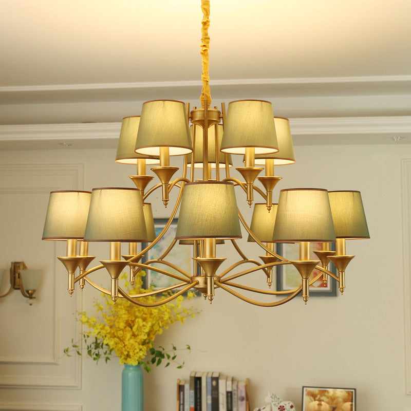 Tapered Drum Shape Fabric Ceiling Lighting Modern Green Hanging Light for Living Room Clearhalo 'Ceiling Lights' 'Chandeliers' 'Modern Chandeliers' 'Modern' Lighting' 2063632