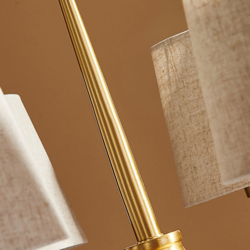 Empire Shade Chandelier Light Simplicity Fabric Living Room Pendant Light Fixture in Gold Clearhalo 'Ceiling Lights' 'Chandeliers' 'Modern Chandeliers' 'Modern' Lighting' 2063653