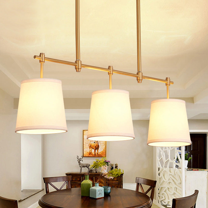 Fabric Empire Shade Suspension Lighting Modern 3 Bulbs Gold Island Chandelier Light Gold Clearhalo 'Ceiling Lights' 'Island Lights' Lighting' 2063665