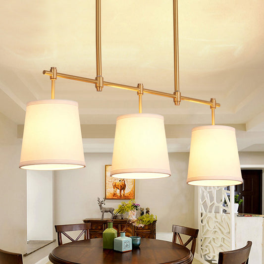 Fabric Empire Shade Suspension Lighting Modern 3 Bulbs Gold Island Chandelier Light Gold Clearhalo 'Ceiling Lights' 'Island Lights' Lighting' 2063665