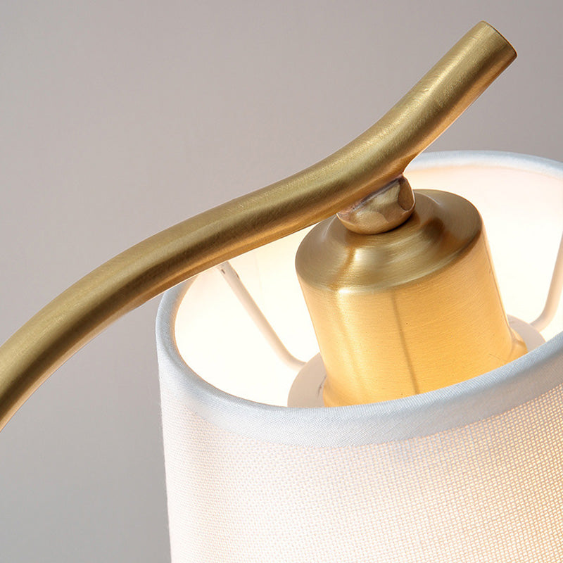 Metal Gooseneck Table Lighting Minimalist 1-Light Gold Nightstand Lamp with Cone Fabric Shade Clearhalo 'Lamps' 'Table Lamps' Lighting' 2063686