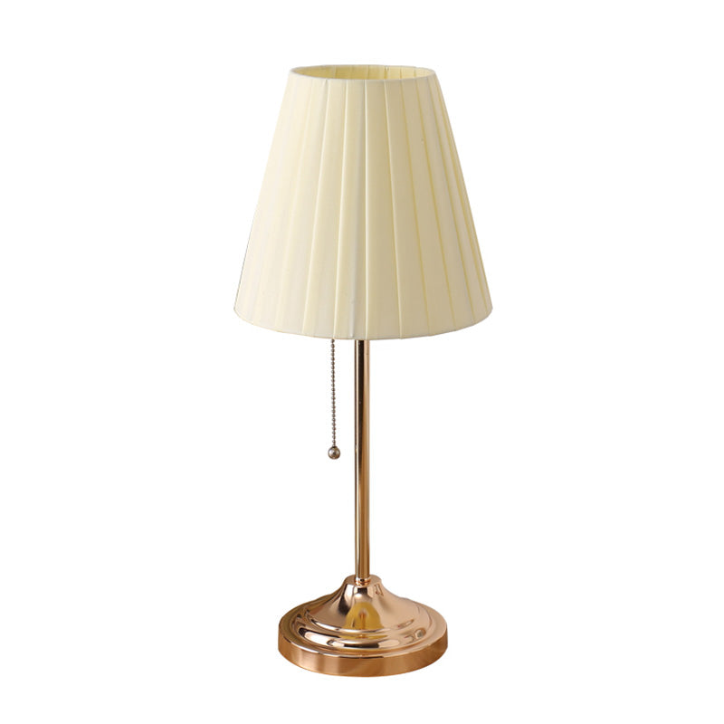Artistic Pleated Empire Shade Table Lamp Fabric 1 Bulb Bedroom Nightstand Light with Pull Chain Clearhalo 'Lamps' 'Table Lamps' Lighting' 2063704