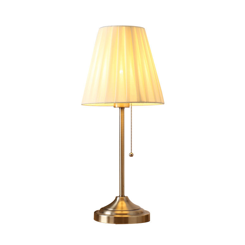 Artistic Pleated Empire Shade Table Lamp Fabric 1 Bulb Bedroom Nightstand Light with Pull Chain Clearhalo 'Lamps' 'Table Lamps' Lighting' 2063705