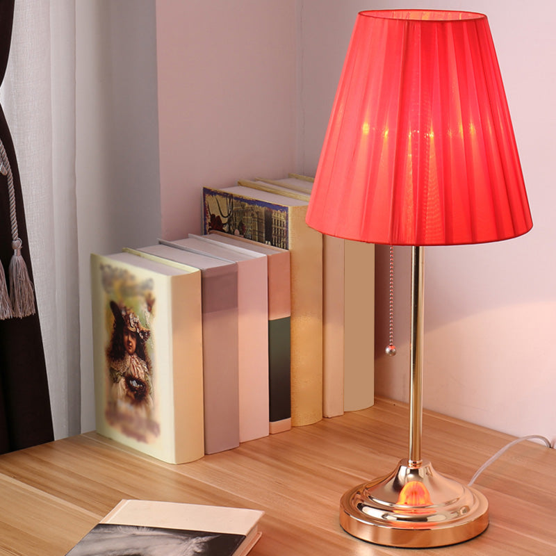 Artistic Pleated Empire Shade Table Lamp Fabric 1 Bulb Bedroom Nightstand Light with Pull Chain Gold B Clearhalo 'Lamps' 'Table Lamps' Lighting' 2063708