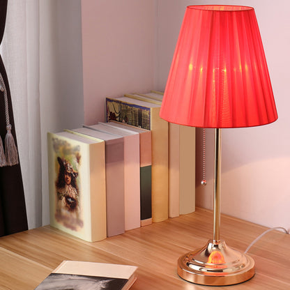 Artistic Pleated Empire Shade Table Lamp Fabric 1 Bulb Bedroom Nightstand Light with Pull Chain Gold B Clearhalo 'Lamps' 'Table Lamps' Lighting' 2063708
