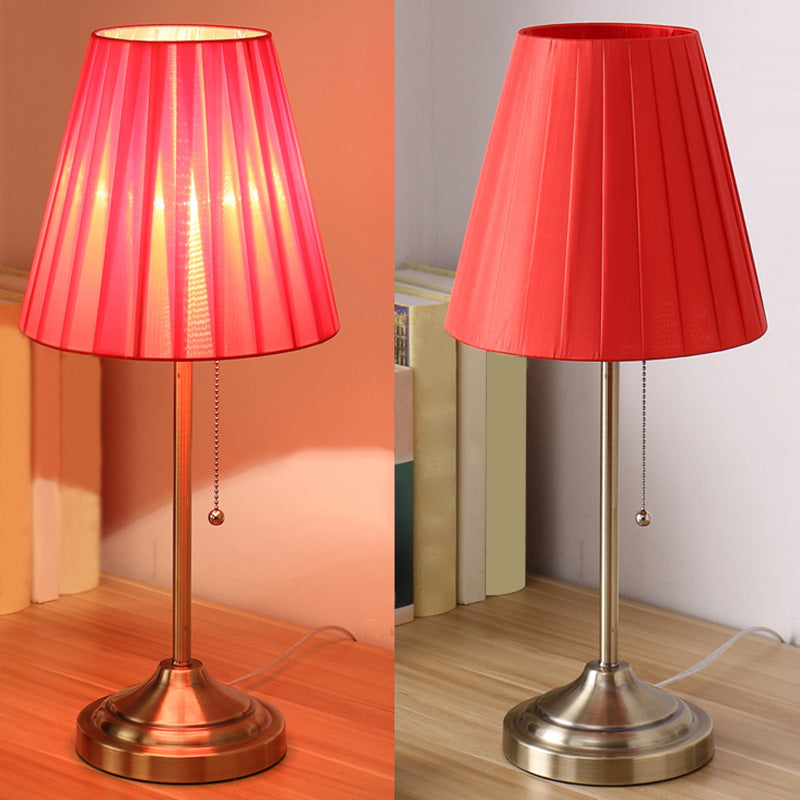 Artistic Pleated Empire Shade Table Lamp Fabric 1 Bulb Bedroom Nightstand Light with Pull Chain Gold A Clearhalo 'Lamps' 'Table Lamps' Lighting' 2063709