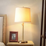 Gold Tapered Shape Nightstand Lamp Simplicity 1-Light Fabric Adjustable Table Light Clearhalo 'Lamps' 'Table Lamps' Lighting' 2063737