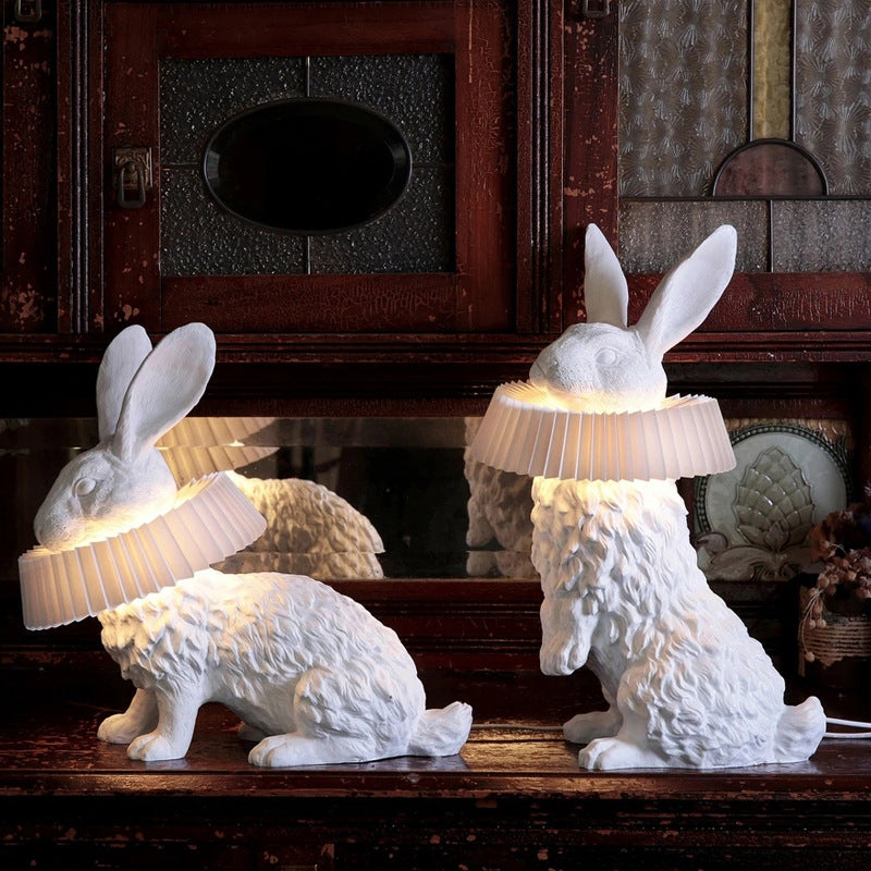 Rabbit Shaped Bedside Table Lamp Resin Single Modern LED Nightstand Lighting in White Clearhalo 'Lamps' 'Table Lamps' Lighting' 2063752