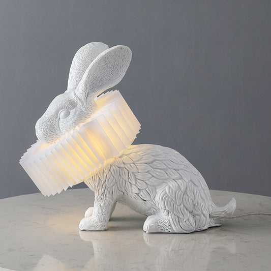 Rabbit Shaped Bedside Table Lamp Resin Single Modern LED Nightstand Lighting in White - Clearhalo - 'Lamps' - 'Table Lamps' - Lighting' - 2063753