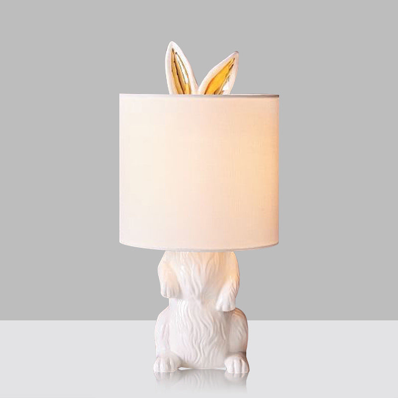 Contemporary Masked Rabbit Table Light Resin Single-Bulb Bedside Nightstand Lamp in White White without Remote Clearhalo 'Lamps' 'Table Lamps' Lighting' 2063756