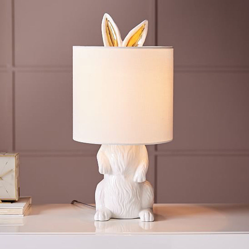 Contemporary Masked Rabbit Table Light Resin Single-Bulb Bedside Nightstand Lamp in White Clearhalo 'Lamps' 'Table Lamps' Lighting' 2063757