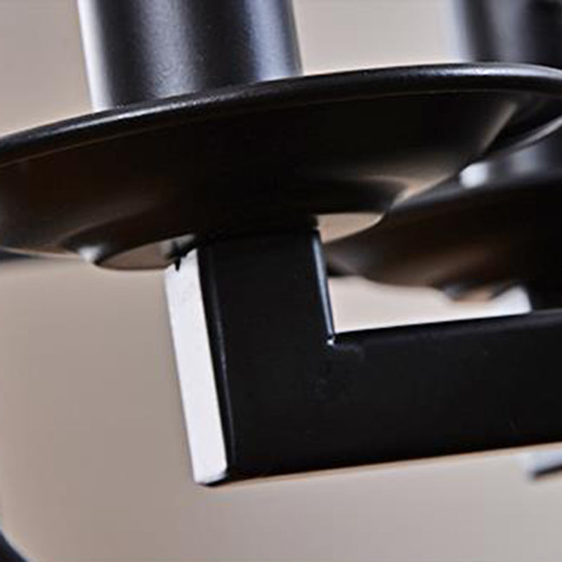 3/4 Lights Ceiling Light Traditional Geometric Frosted Glass Hanging Chandelier in Black with Cylinder Shade Clearhalo 'Ceiling Lights' 'Chandeliers' Lighting' options 206378