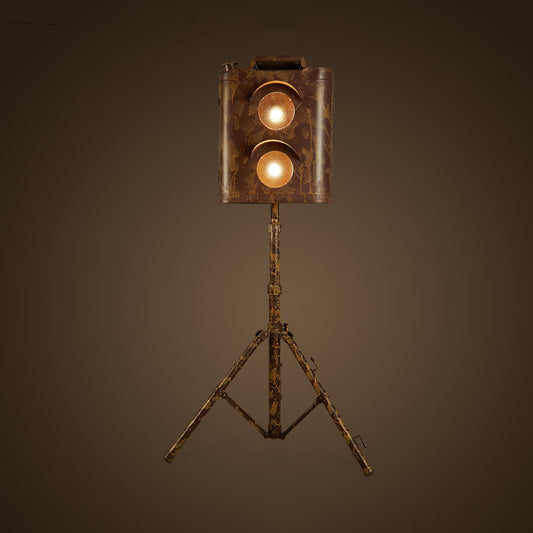Contemporary Tripod Standing Light Metallic 2 Bulbs Living Room Searchlight Floor Light Camouflage Clearhalo 'Floor Lamps' 'Lamps' Lighting' 2063850