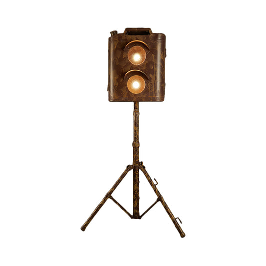 Contemporary Tripod Standing Light Metallic 2 Bulbs Living Room Searchlight Floor Light Clearhalo 'Floor Lamps' 'Lamps' Lighting' 2063851