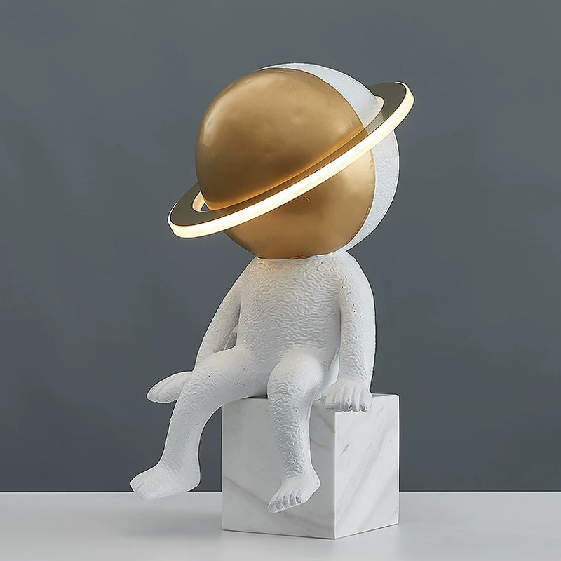 Astronaut LED Table Light Decorative Resin 1-Light Bedside Nightstand Lamp in White Clearhalo 'Lamps' 'Table Lamps' Lighting' 2063857