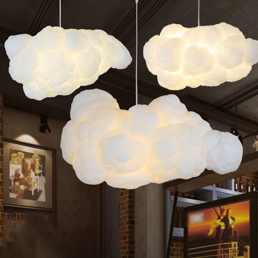 Cloud Plastic Chandelier Pendant Light Modern 2 Heads White Hanging Light for Bedroom Clearhalo 'Ceiling Lights' 'Chandeliers' Lighting' options 2063873