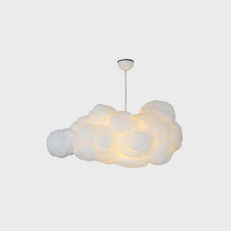 Cloud Plastic Chandelier Pendant Light Modern 2 Heads White Hanging Light for Bedroom Clearhalo 'Ceiling Lights' 'Chandeliers' Lighting' options 2063876