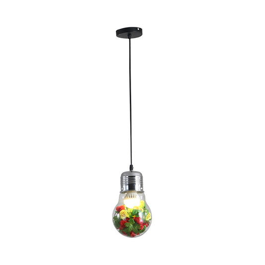 1 Head Suspension Lighting Retro Bulb Shaped Clear Glass Plant Pendant Ceiling Light Clearhalo 'Ceiling Lights' 'Lighting' 'Pendant Lights' 2063901_3f79001f-8d54-4054-bf10-3dfeac0b3782