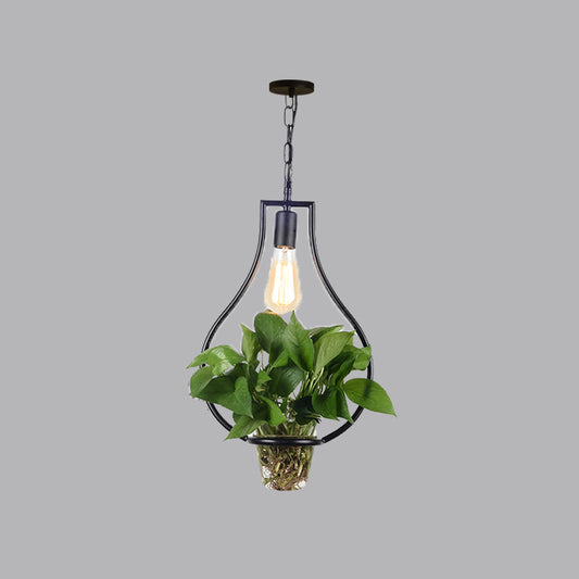 Iron Black Ceiling Light Geometric Shaped 1 Bulb Industrial Hanging Pendant Light with Clear Glass Pot Clearhalo 'Art Deco Pendants' 'Black' 'Cast Iron' 'Ceiling Lights' 'Ceramic' 'Crystal' 'Industrial' 'Metal' 'Pendant Lights' 'Rustic Pendants' 'Tiffany' Lighting' 2063906