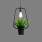 Vintage Geometric Hanging Lamp Single-Bulb Iron Lighting Pendant with Artificial Plant in Black Black F Clearhalo 'Art Deco Pendants' 'Black' 'Cast Iron' 'Ceiling Lights' 'Ceramic' 'Crystal' 'Industrial Pendants' 'Industrial' 'Metal' 'Middle Century Pendants' 'Pendant Lights' 'Pendants' 'Rustic Pendants' 'Tiffany' Lighting' 2063922