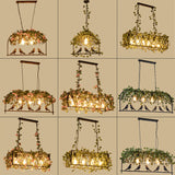 Bird Cage Iron Hanging Light Vintage Restaurant Island Pendant Light with Decorative Plant Clearhalo 'Ceiling Lights' 'Island Lights' Lighting' 2063984