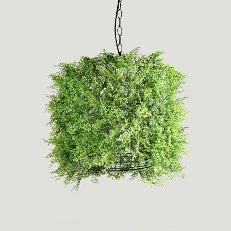 1��Bulb Iron Suspension Lighting Retro Green Dome Restaurant Pendant Ceiling Light with Plant Decor Green 16" Clearhalo 'Ceiling Lights' 'Industrial Pendants' 'Industrial' 'Middle Century Pendants' 'Pendant Lights' 'Pendants' 'Tiffany' Lighting' 2064046_d675e70b-ffd4-4bac-80a4-a901d63dbcb7