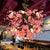 13 Heads Iron Ceiling Lighting Vintage Pink Starburst Restaurant Chandelier Light Fixture with Cherry Blossom Decor Pink Clearhalo 'Cast Iron' 'Ceiling Lights' 'Chandeliers' 'Industrial Chandeliers' 'Industrial' 'Metal' 'Middle Century Chandeliers' 'Rustic Chandeliers' 'Tiffany' Lighting' 2064103