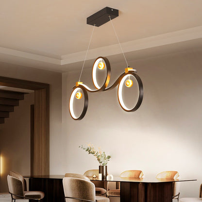 Black Symmetrical Rings Island Pendant Light Contemporary Metal LED Ceiling Light Black Clearhalo 'Ceiling Lights' 'Island Lights' Lighting' 2064162