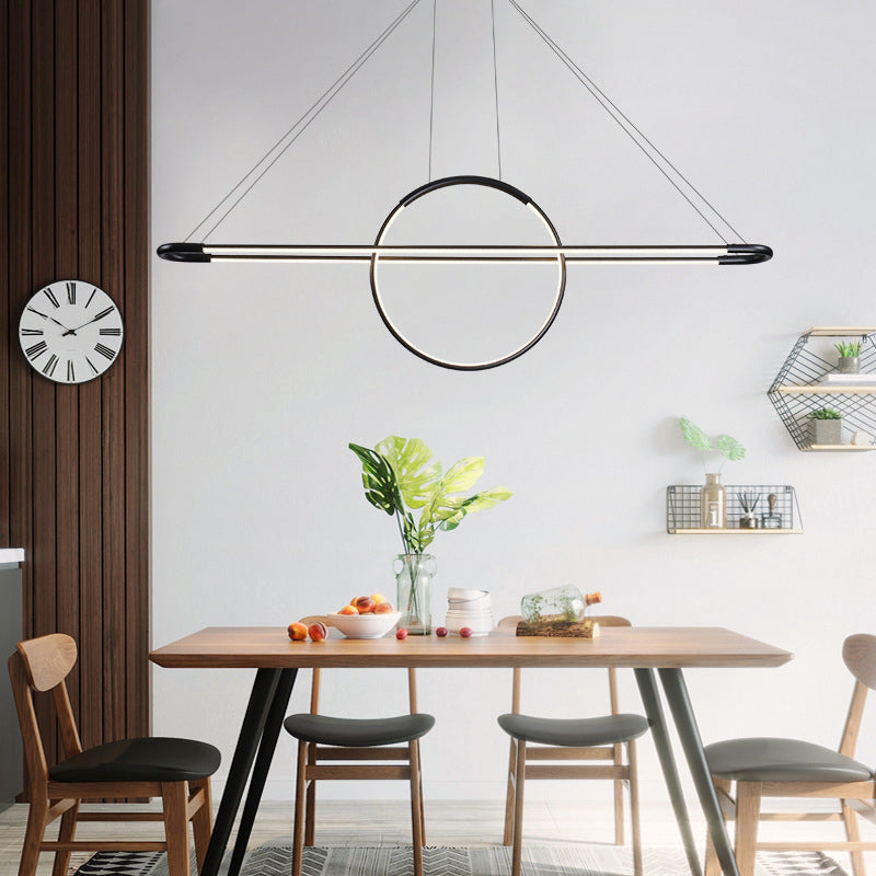 Artistic Geometric Shaped Island Light Fixture Metal Dining Room LED Ceiling Pendant Light Black Clearhalo 'Ceiling Lights' 'Island Lights' Lighting' 2064167