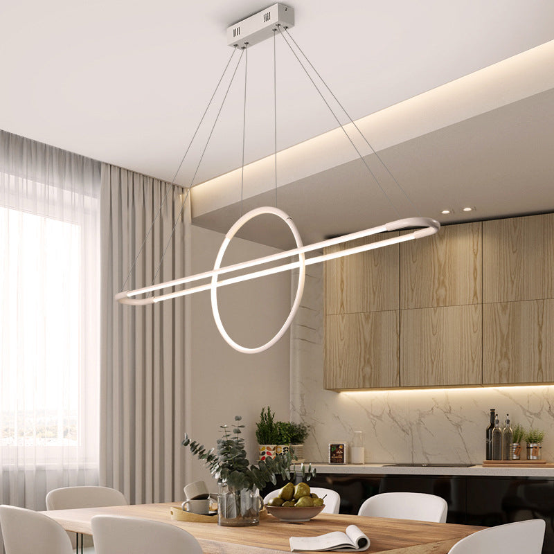 Artistic Geometric Shaped Island Light Fixture Metal Dining Room LED Ceiling Pendant Light White Clearhalo 'Ceiling Lights' 'Island Lights' Lighting' 2064171