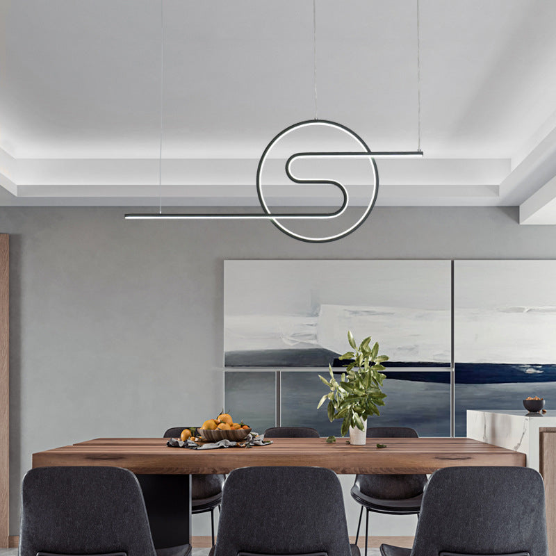 Ring and Curve LED Hanging Light Minimalist Metal Dining Room Island Ceiling Light Clearhalo 'Ceiling Lights' 'Island Lights' Lighting' 2064175