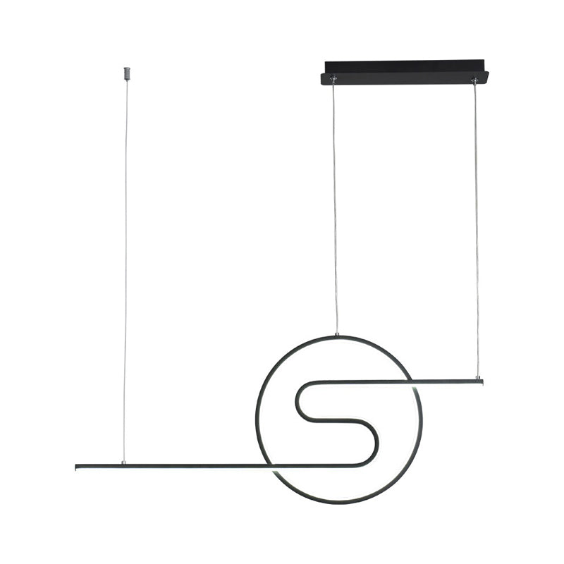 Ring and Curve LED Hanging Light Minimalist Metal Dining Room Island Ceiling Light Clearhalo 'Ceiling Lights' 'Island Lights' Lighting' 2064176
